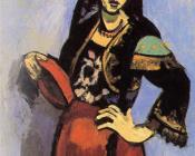 亨利马蒂斯 - 拿着小手鼓的西班牙女人